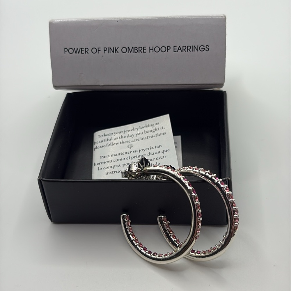 Avon Pink Ombré Hoop Earrings Silver NWOTS - Picture 4 of 5